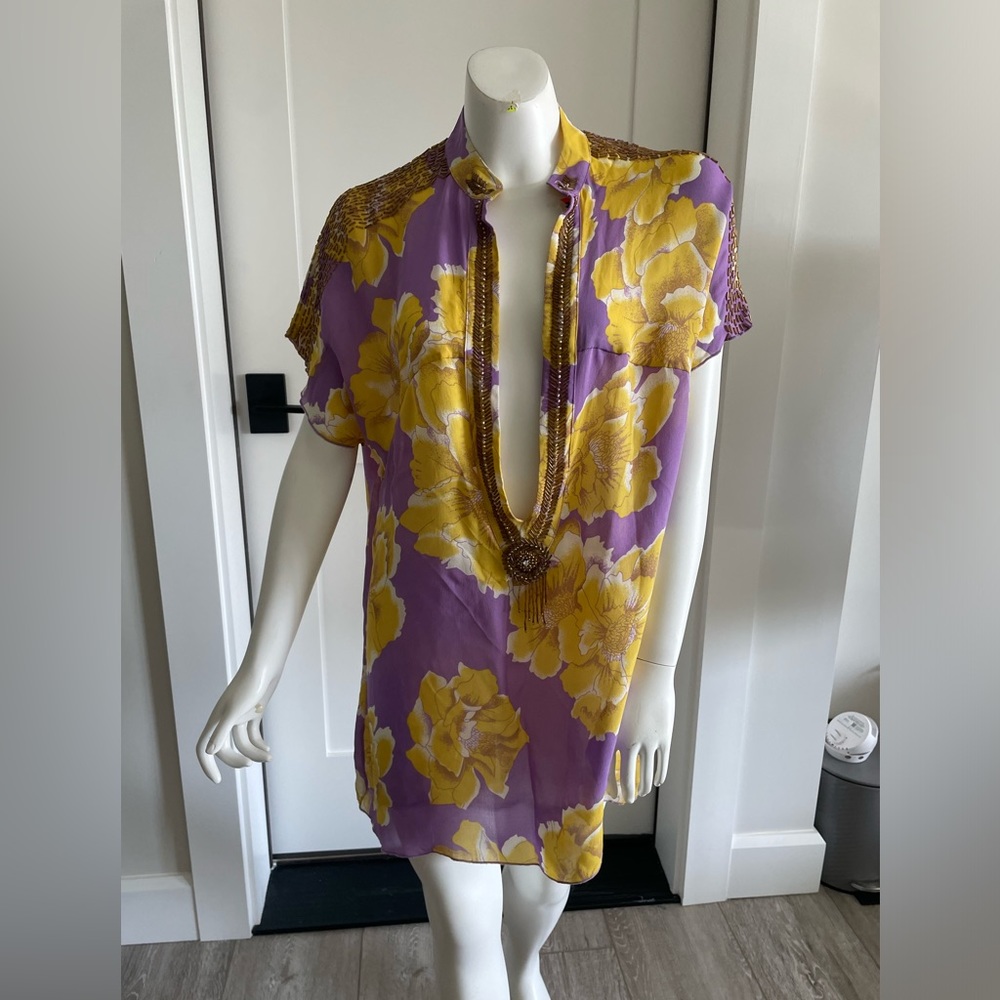 Antik batik silk beaded top size 6